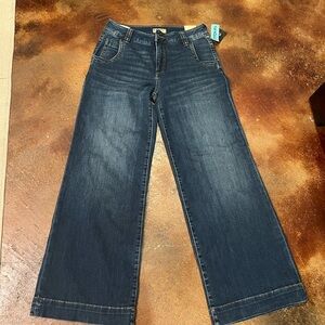 Wide-Leg Dark Blue Jeans